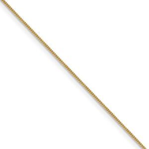 0.9mm, 14k Yellow Gold, Solid Curb Chain Necklace, 16 Inch